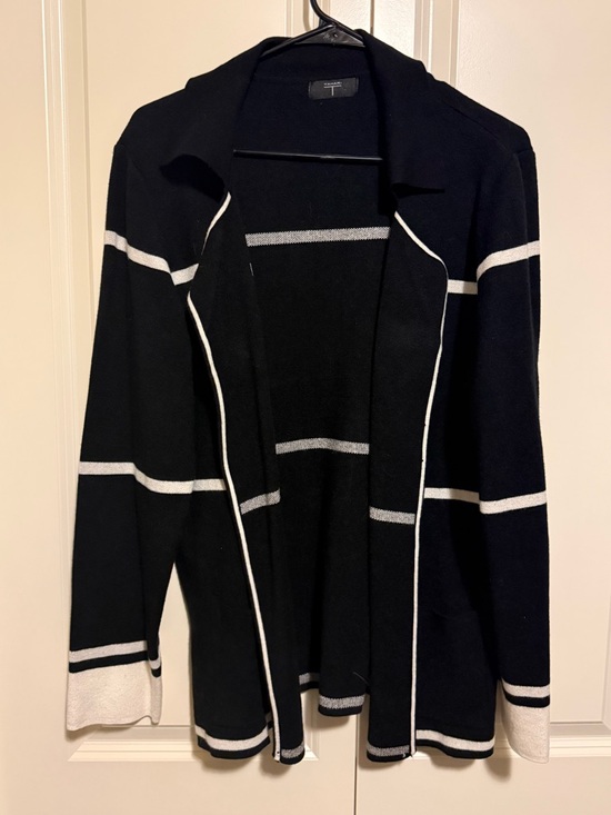 Tahari Sweaters - Tahari Black Cardigan with White Stripe Accents
